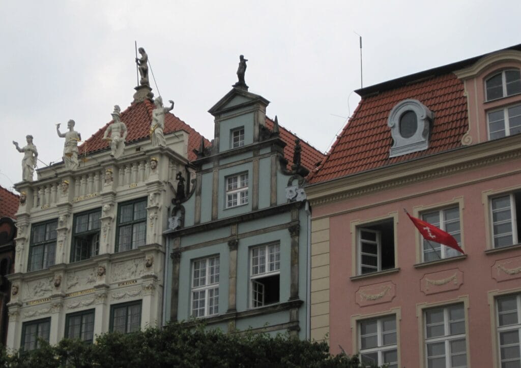 Colourful building facades in Old Town Gdansk.