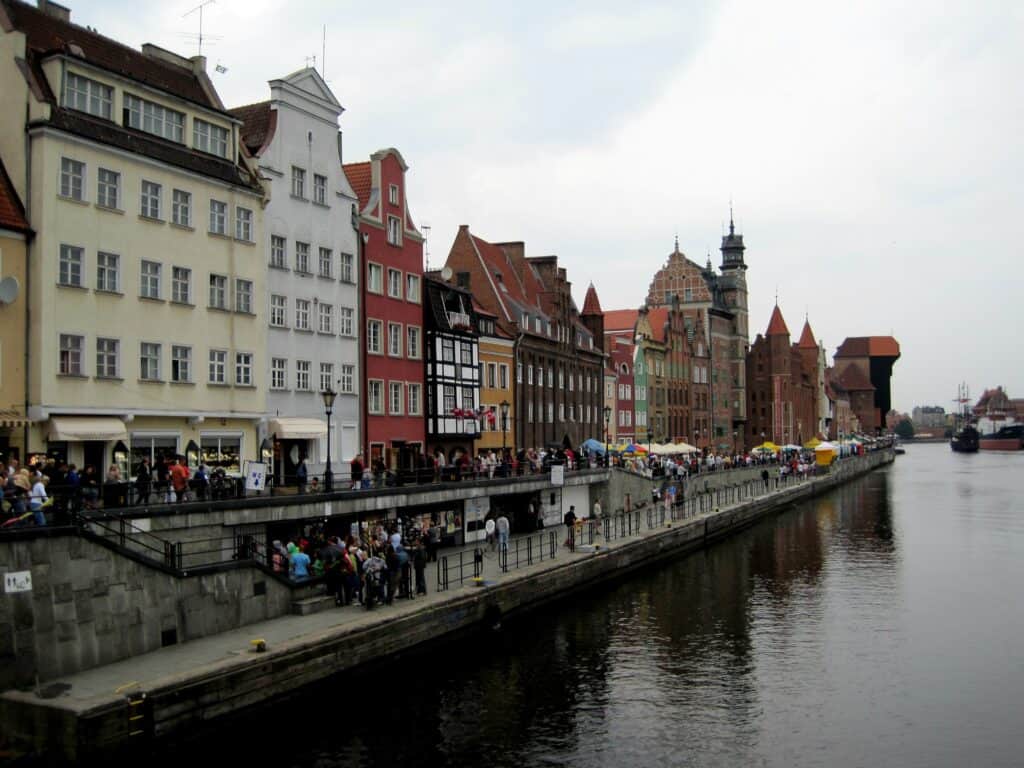 Gdansk street along waterfront.