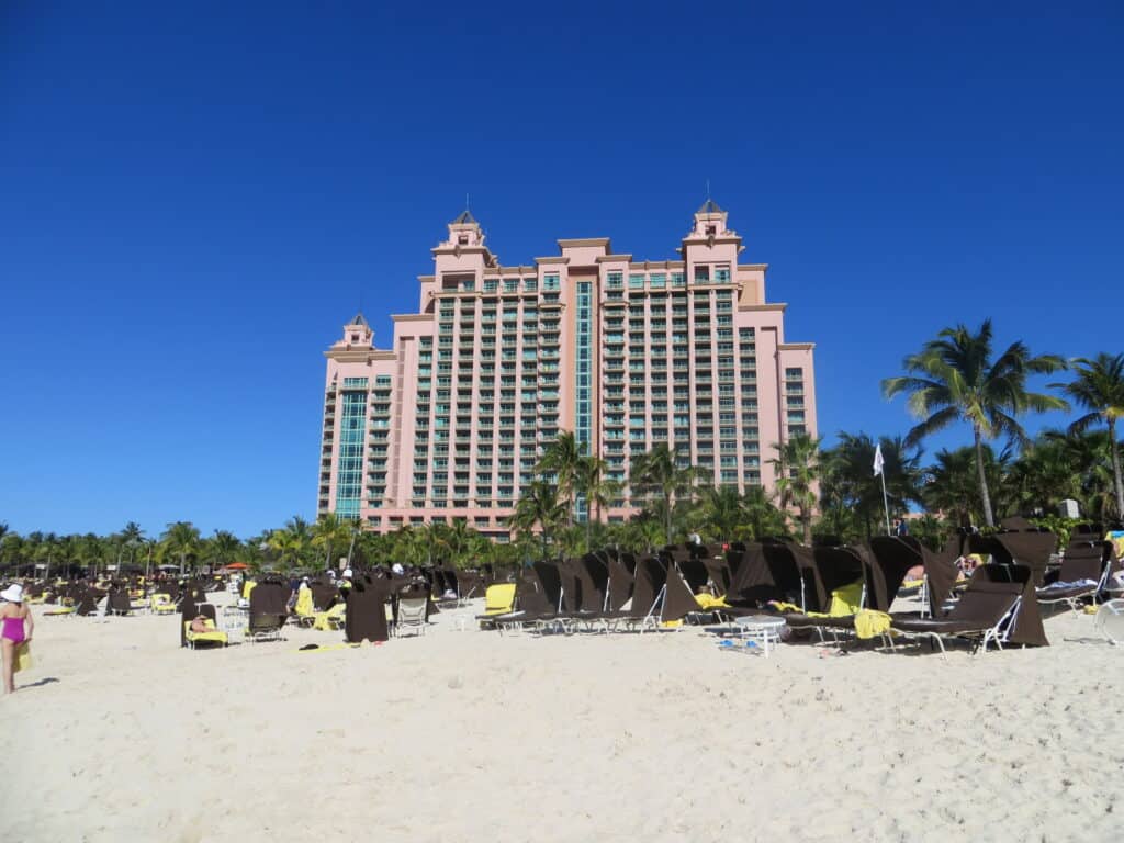 Exterior of the Cove tower at Atlantis Resort, Bahamas.