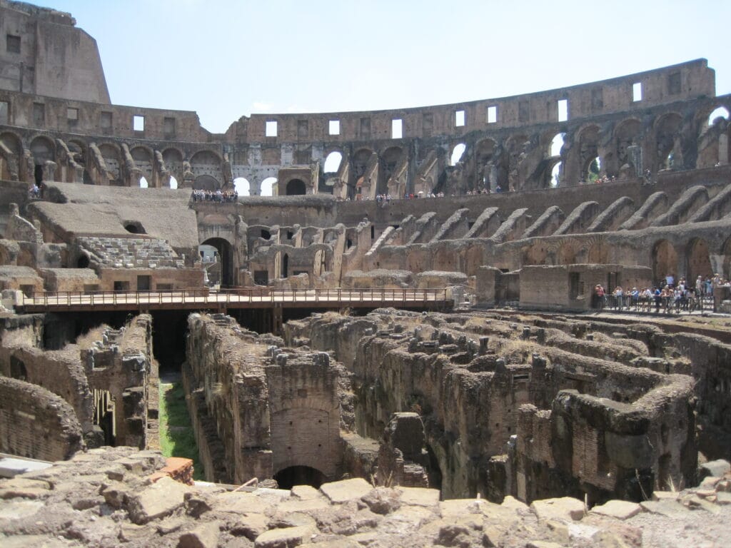 interior of the colosseum in rome, italy.