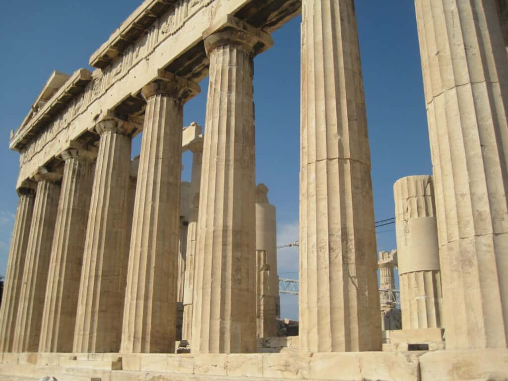 Columns of the Parthenon, Athens, Greece.