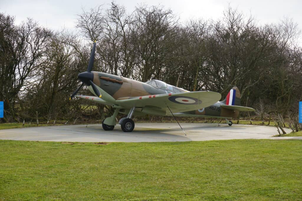 Replica plane on display at Battle of Britain Memorial site.