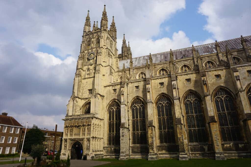 Exterior of Canterbury Cathedral in England.