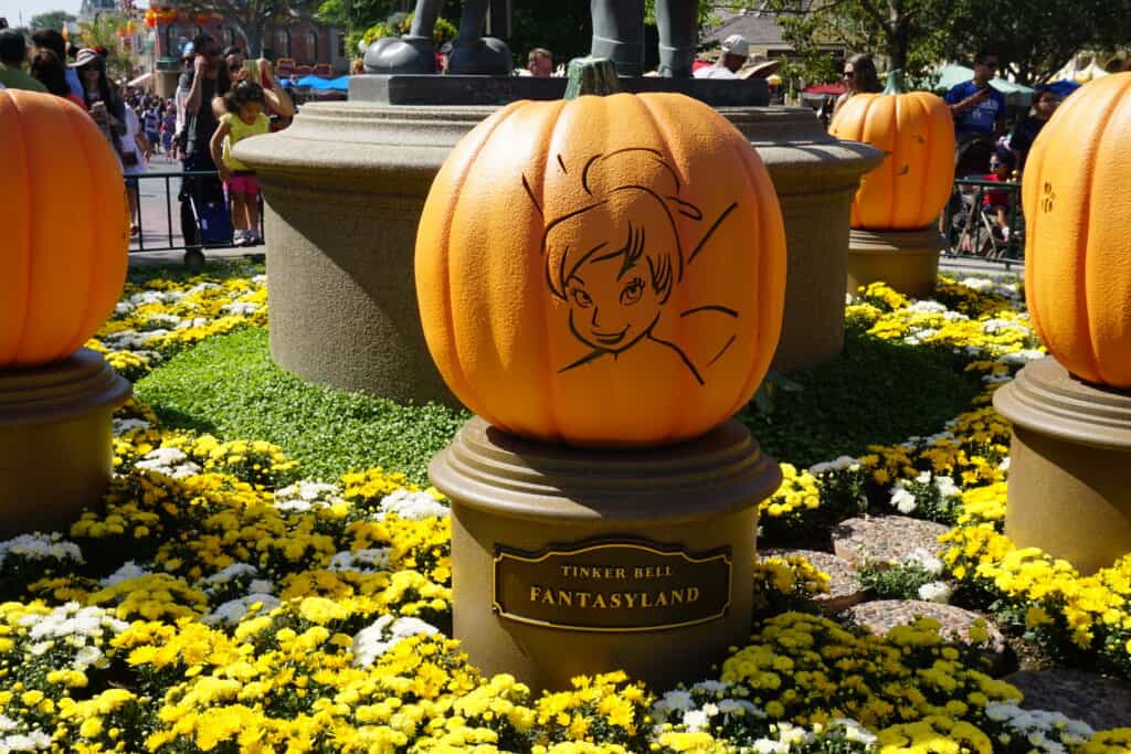 Tinkerbell jack-o-lantern at Disneyland Halloweeen.