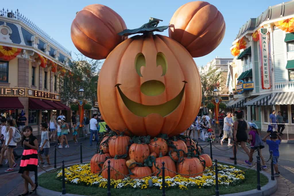 Mickey jack'o'lantern on Main Street USA at Disneyland in California.