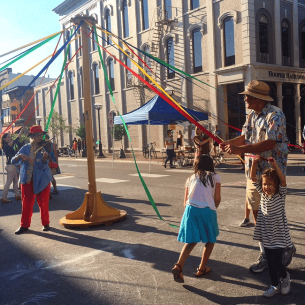 Maypole dancing in Ann Arbor, Michigan.