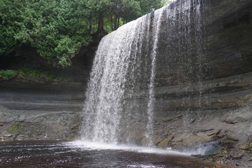 manitoulin island-bridal veil falls in wooded area