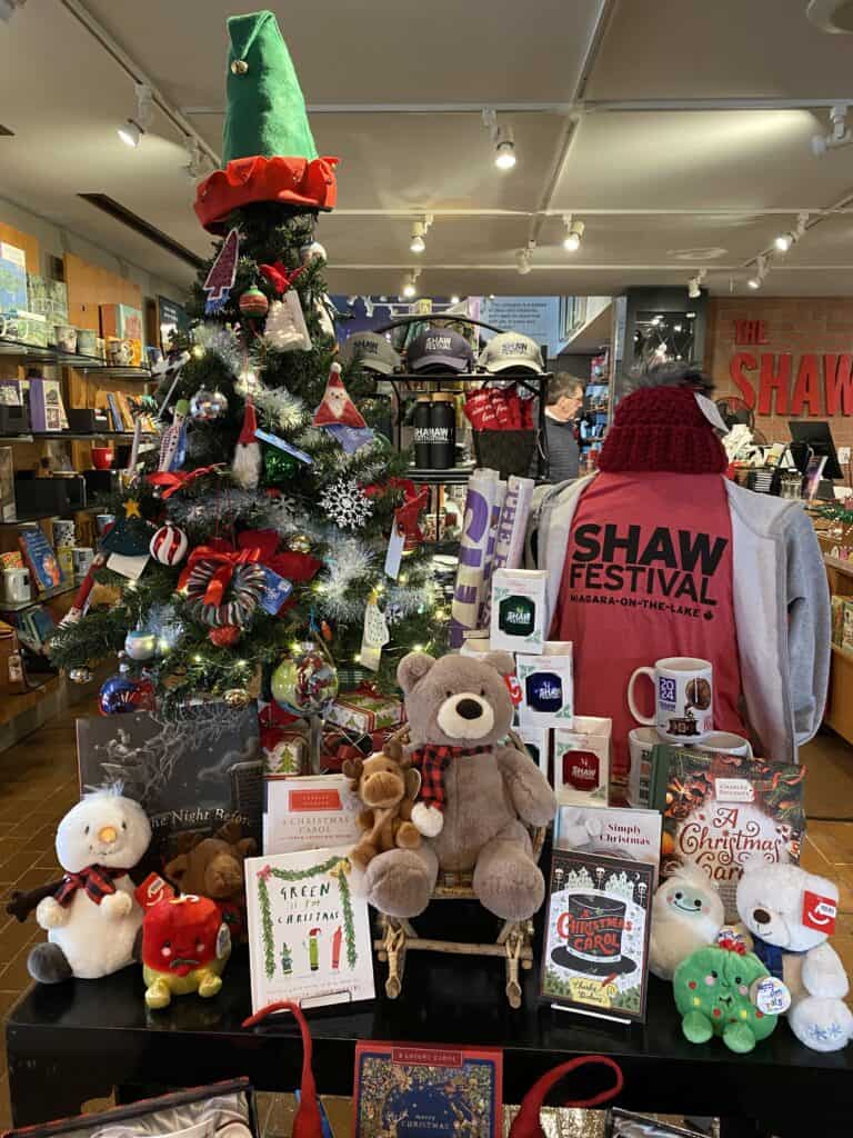 Christmas tree and decorations in the Shaw Festival Theatre gift shop.