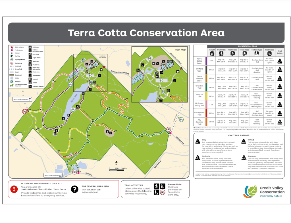 Terra Cotta Conservation Area Trail Map.