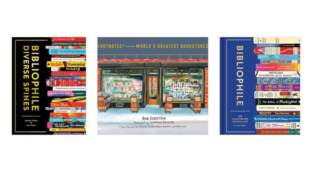 Cover images of Bibliophile: Diverse Spines, Bibliophile: An Illustrated Miscellany and Footnotes From the World's Greatest Bookstores.