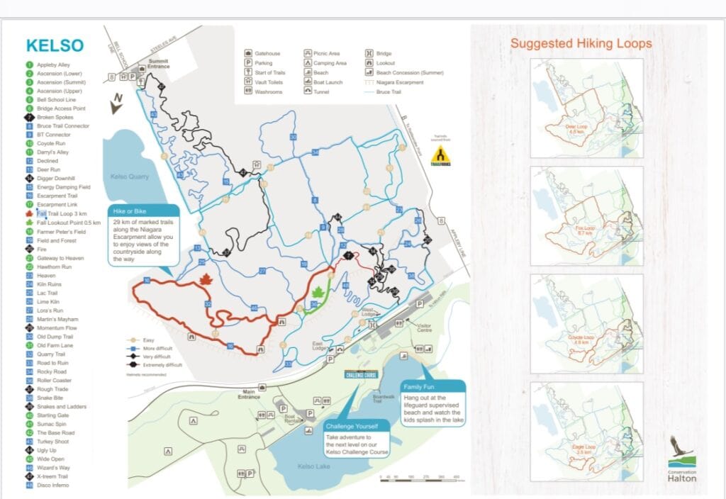 Kelso Conservation Area Trail Map.