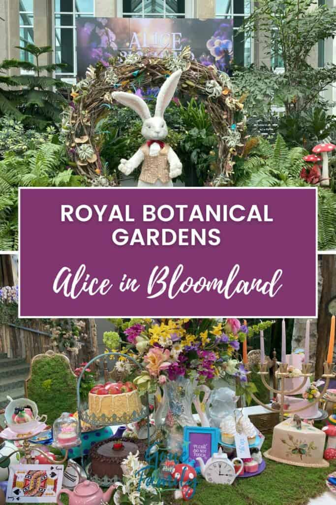 Pinterest image for Alice in Bloomland at the Royal Botanical Gardens.